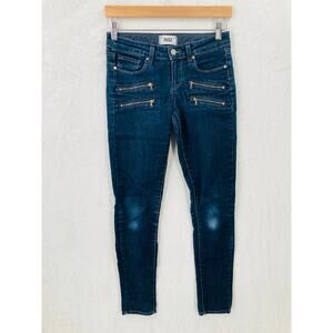 Paige Edgemont Jeans Womens 26 Blue Zipper Skinny Moto Punk
